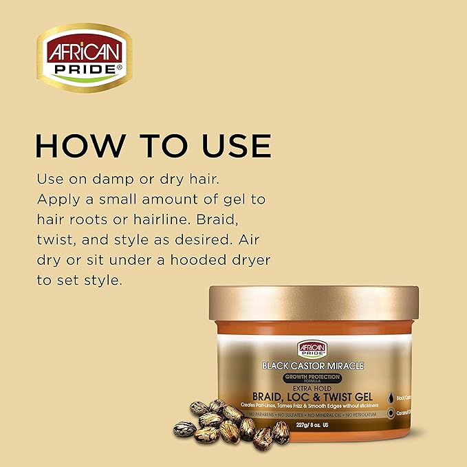 African Pride BlackCastor Miracle Braid Lock Twist Gel 8oz